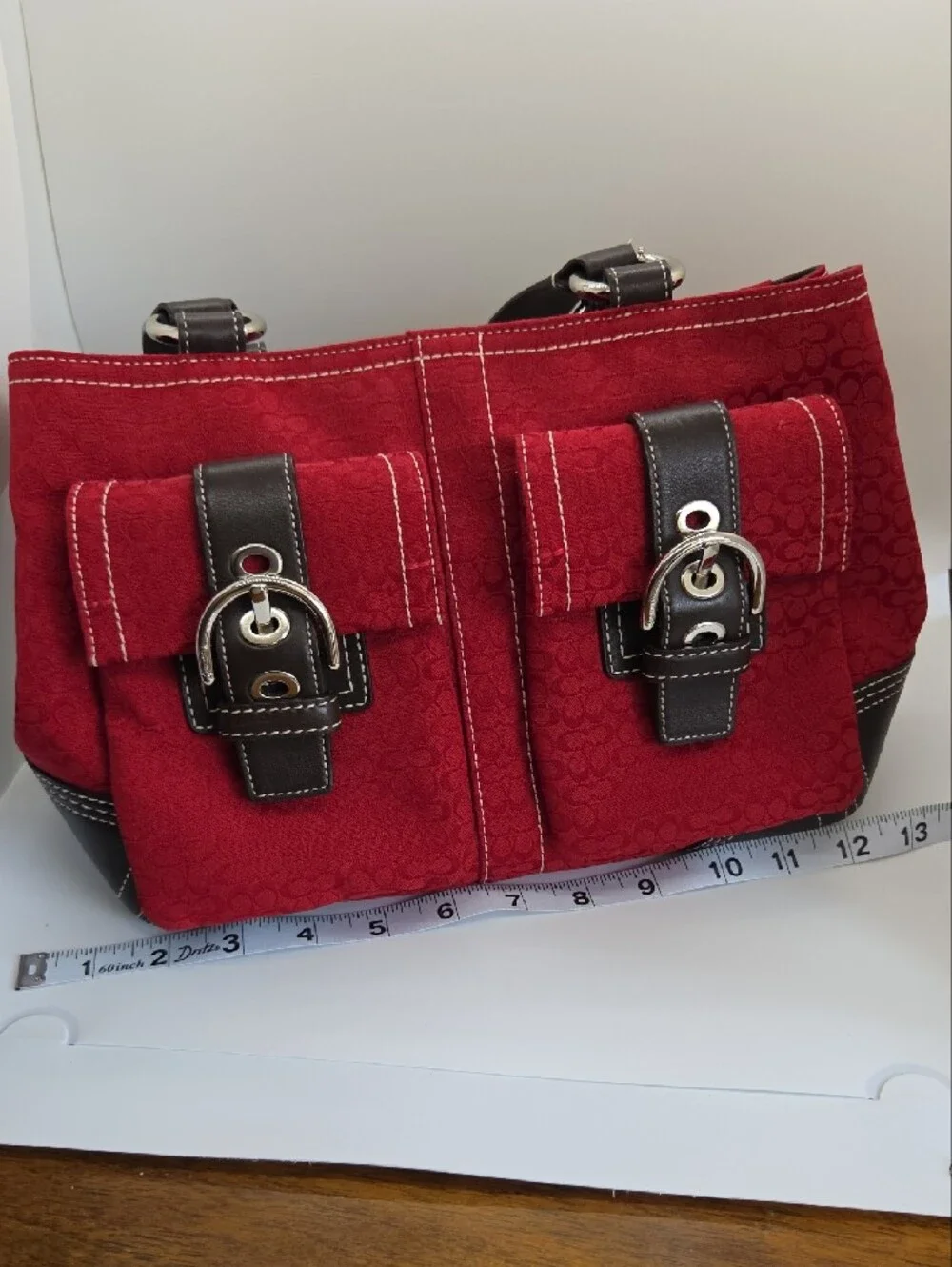 Coach Red Signature Canvas Pocket Tote, With Dust Bag, Perfect Condition, Y2K